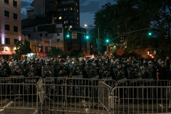 police barricade during protest